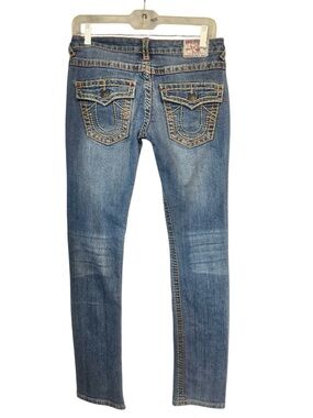 True Religion Joey Super T World Tour slim skinny Women's Jeans Embroidered 27